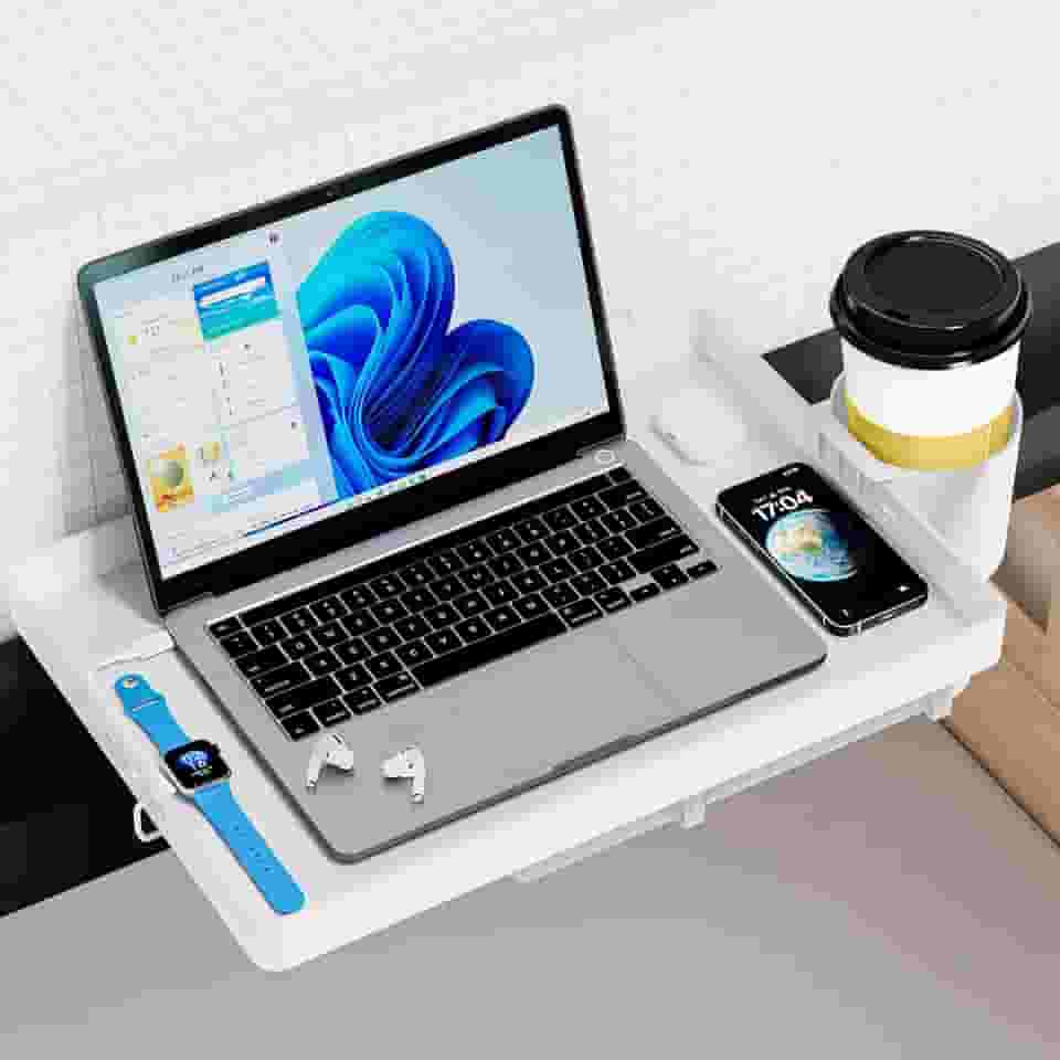 Prateleira de cabeceira para beliche, mesa de cabeceira essencial para estudantes universitários, mesa de beliche branca com capacidade de 22,7 kg, prateleira de cama com suporte de copo (material e