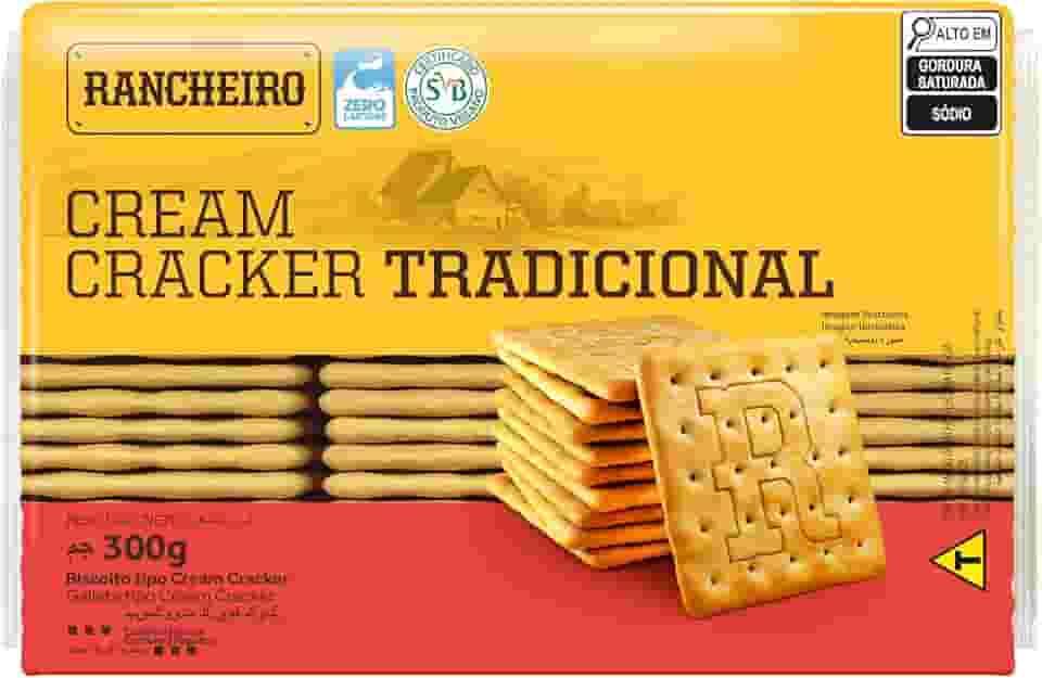 Biscoito Cream Cracker Rancheiro 300g – Duplamente Laminado, Vegano e Crocante