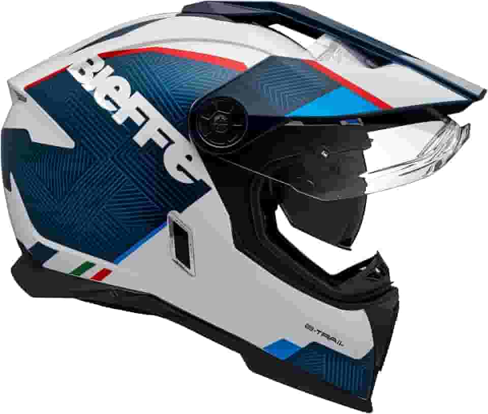 Capacete Masculino Bieffe B-Trail Frontier Azul Oculos Moto