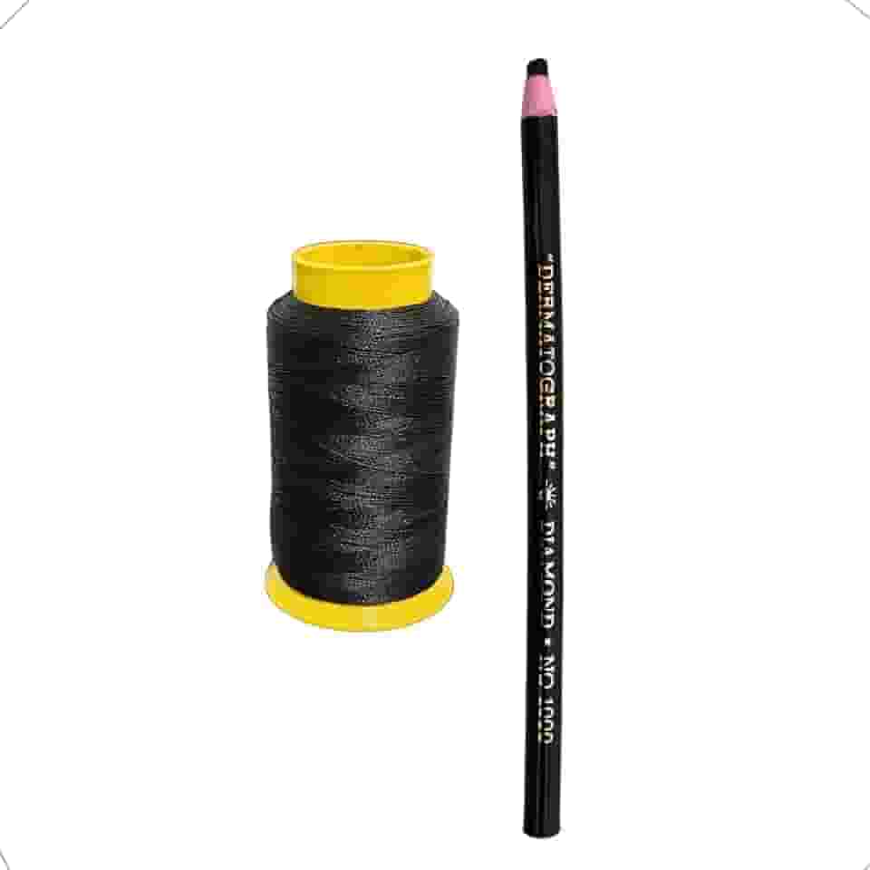 Linha epilação egipicia 100% poliamida Preto + Lapis Dermatografico Preto Design Sobrancelha Micropigmentação