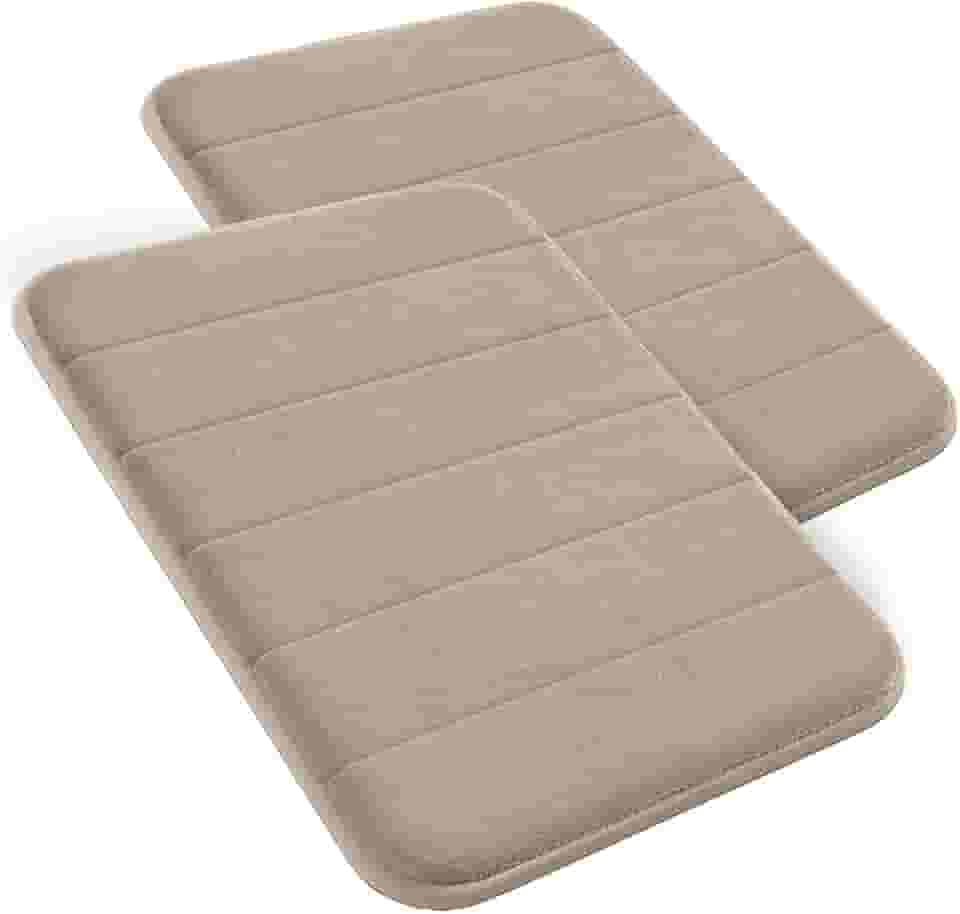Decolab Tapete Antiderrapante Banheiro Super Soft | Kit Tapete Banheiro Box ou Banheira Completo | Jogo Tapetes Para Banheiro Multiuso Decoração Quarto (Bege-escuro, 2 Peças)