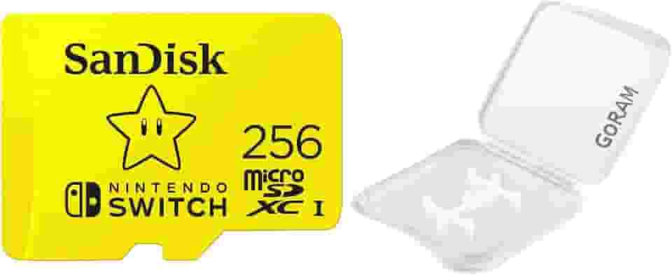 (1 pacote) SanDisk 256GB MicroSD Nintendo Switch Micro SDXC Cartão de memória para Switch & Switch Lite SDSQXAO-256G Pacote com (1) capa de plástico GoRAM