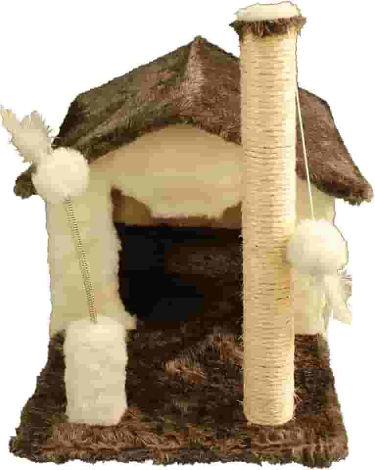 Arranhador Casa Gato Toca Cama Brinquedo Sisal Creme