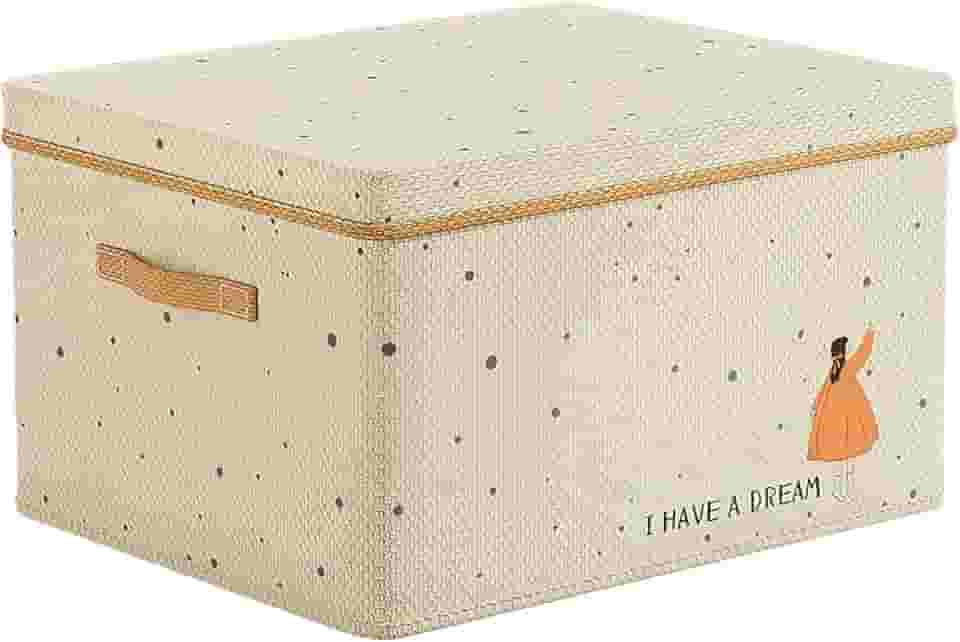 Caixa Organizadora com Tampa Dobrável, Armazenamento para Armário e Debaixo da Cama, Empilhável, Tecido Não Tecido (Bege)