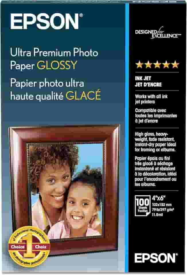 Epson Papel fotográfico ultra premium brilhante - S042174, 10 x 15 cm (100 folhas), branco
