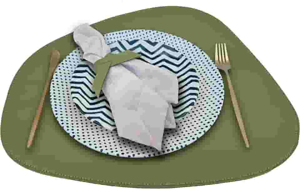 Jogo Americano Stone Com Porta Copos Linha Ecológica Esmeralda - Kit Com 6 Unidades