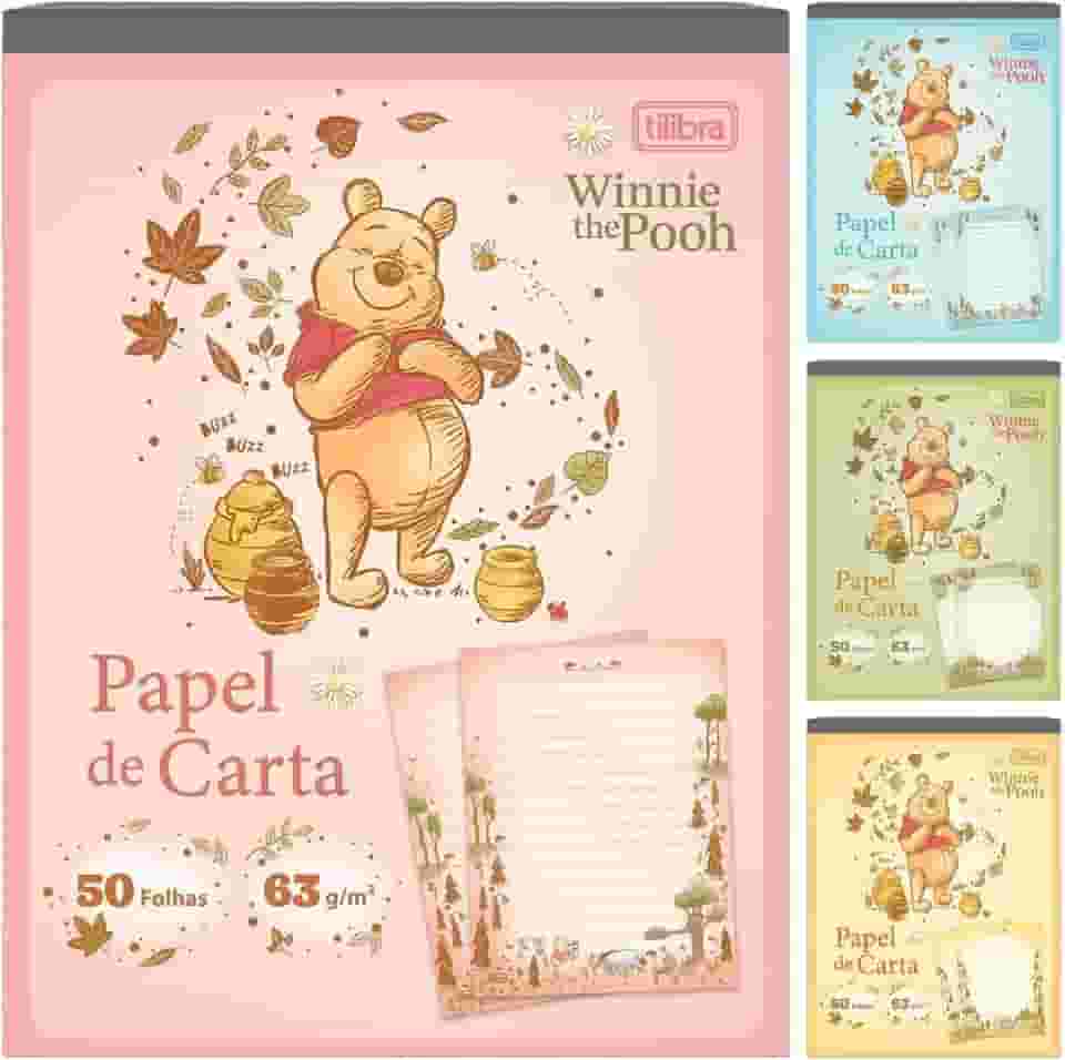Kit C/ 4 Papel de Carta Pooh TILIBRA - 50 Folhas