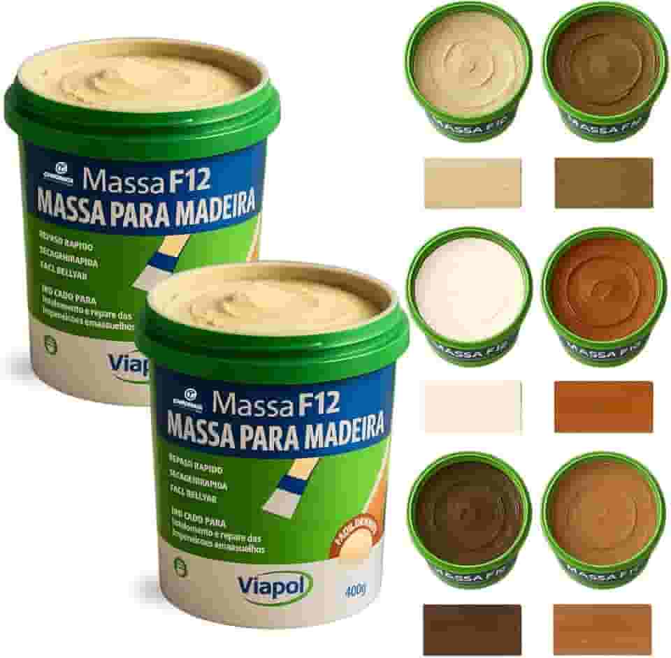 KIT 2 Massa F12 De Calafetar E Correção Madeira 400g - Cores (CEREJEIRA)