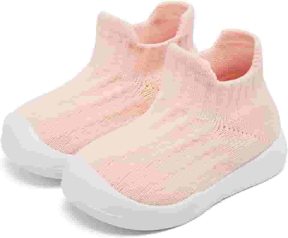 Sapatos de meia para bebês meninos meninas antiderrapante primeiro andar tênis leve infantil slip-on sola macia proteger dedos sapatos 6 12 18 24 meses, 2 - rosa, 15-18 Months Infant