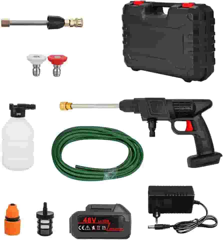 Lavadora Lava Jato de Alta Pressão 1000W Recarregável Sem Fio com Maleta para Lavar Carro Moto Casa