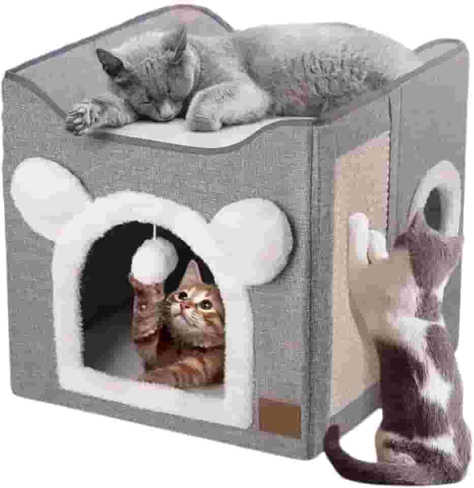 Casinha Cama para Gato Vertical Brinquedo Tapete Fácil Limpar Dobrável Portátil Compacto