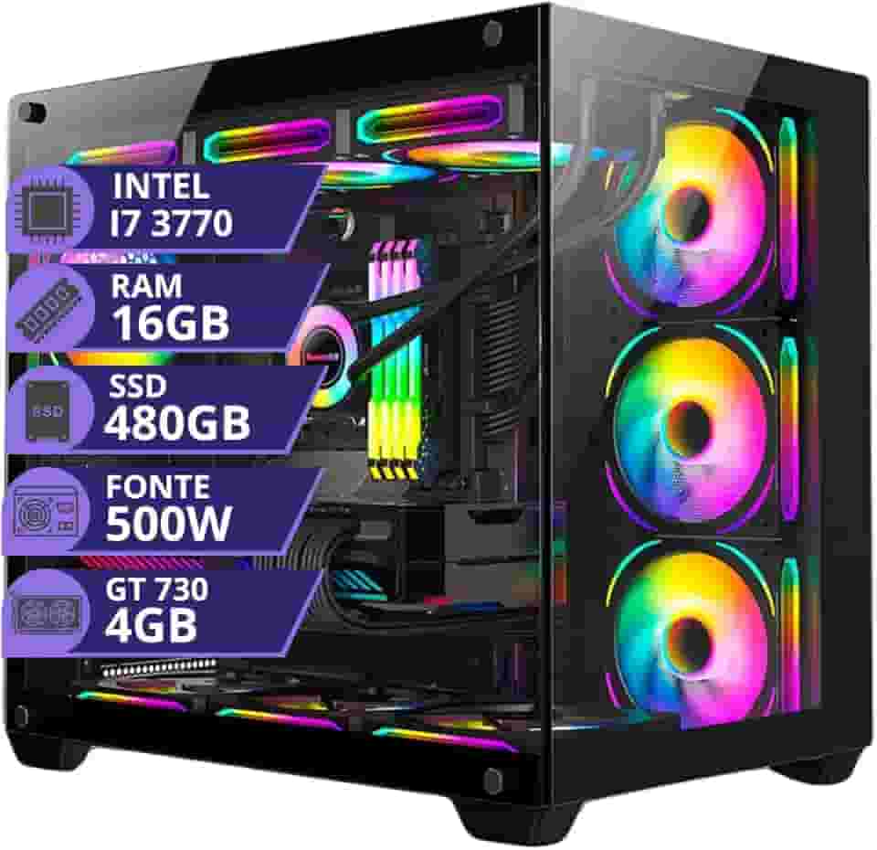 Pc Gamer Aquario Intel I7 3.4ghz Ssd 480gb Memoria 16gb Placa Video 4gb Fonte 500W