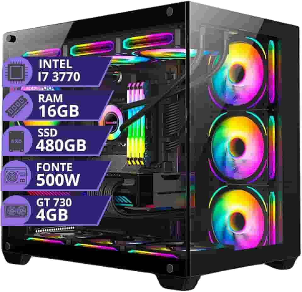 Pc Gamer Aquario Intel I7 3.4ghz Ssd 480gb Memoria 16gb Placa Video 4gb Fonte 500W