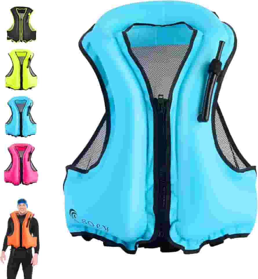 SOLY jaquetas de snorkel infláveis, jaqueta de mergulho para natação com auxílio de flutuação - adulto com alças para as pernas colete de snorkel para natação, caiaque e outros esportes aquá