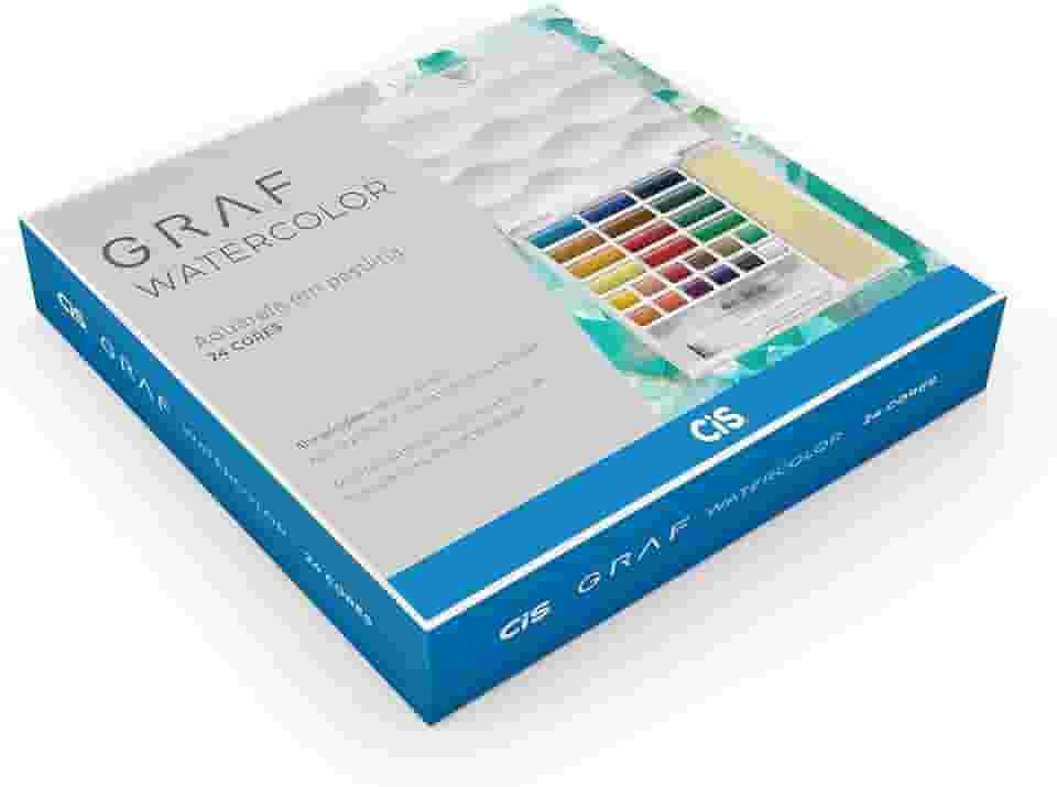 Aquarela em Pastilha Graf Watercolor, CIS, Multicor, Estojo c/24 cores