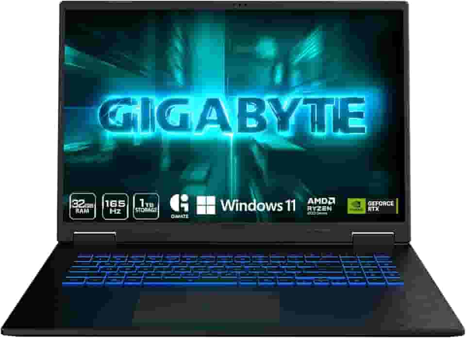 GIGABYTE Laptop para jogos A18-165Hz 2560x1600 WQXGA - NVIDIA GeForce RTX 5060 - AMD Ryzen 7 260-1TB SSD com 32GB DDR5 RAM - Windows 11 Home - Aço preto