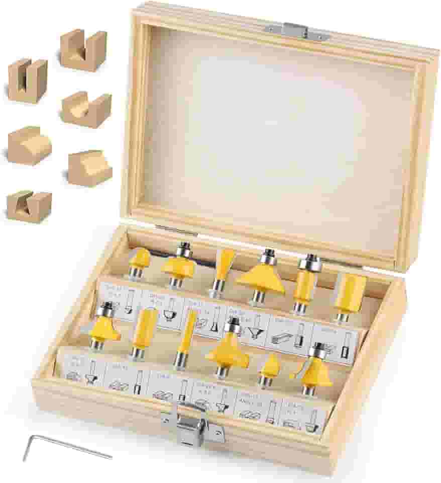 6 mm Kit de Fresas para Tupia Madeira, Jogo de Fresas Tupia, Jogo Fresas para Madeira Tupia, Conjunto de Fresas para Madeira, Kit Completo Jogo Fresa Pontas, Madeira Kit 12 Peças Haste