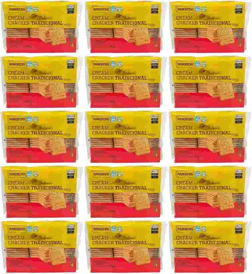 Cream Cracker Tradicional Vegano 300g Rancheiro - Kit 15 Un