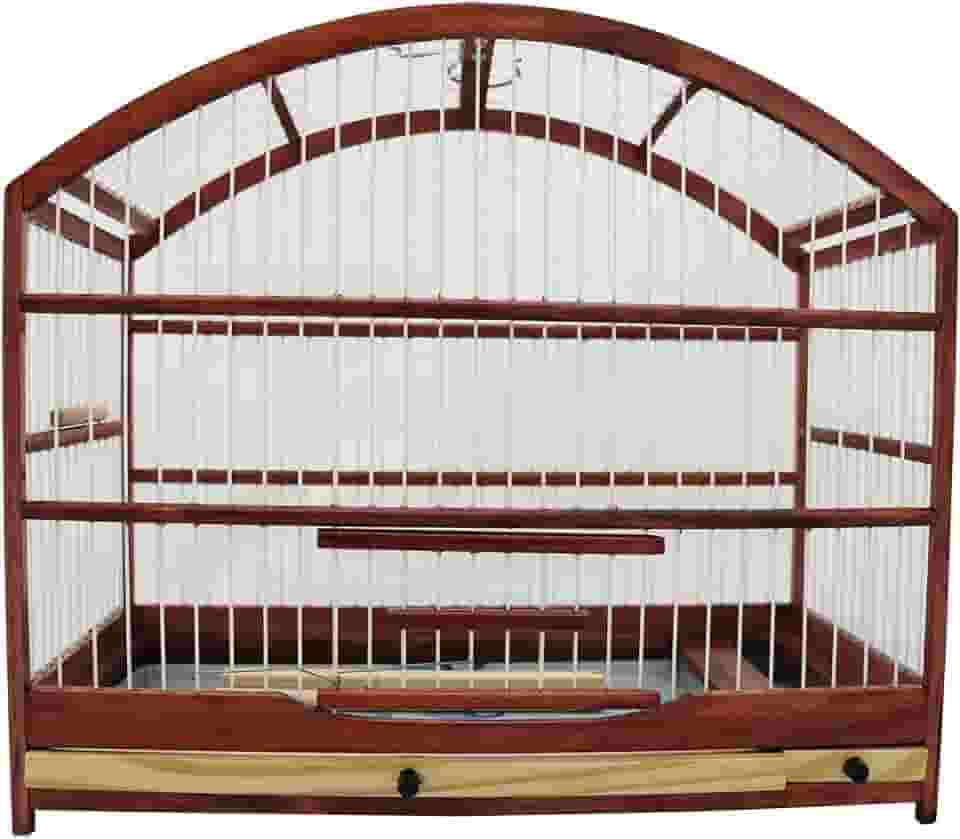 Gaiola Pequena Para Passarinho Em Madeira - Coleira/Coleiro/Coleirinha Mogno