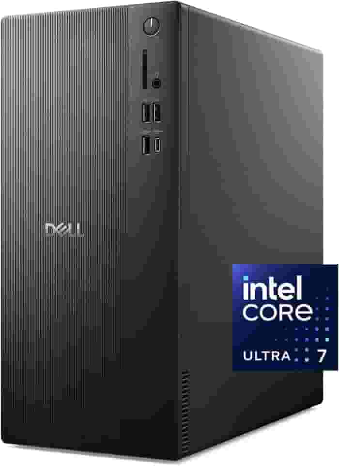 Dell Tower Desktop ECT1250 - Processador Intel Core Ultra 7-265, Intel UHD Graphics, memória DDR5 5600MT/s de 32GB, SSD M.2 de 1 TB, leitor de cartão SD 3.0, teclado e mouse com fio, serviço básico no