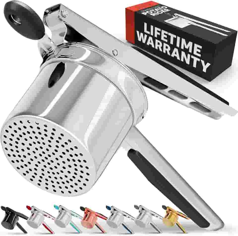 PriorityChef – Espremedor de batata grande de 425 g, ferramenta de cozinha de aço inoxidável resistente e triturador de batatas, acessório de cozinha para purê de batatas perfeito – sempre