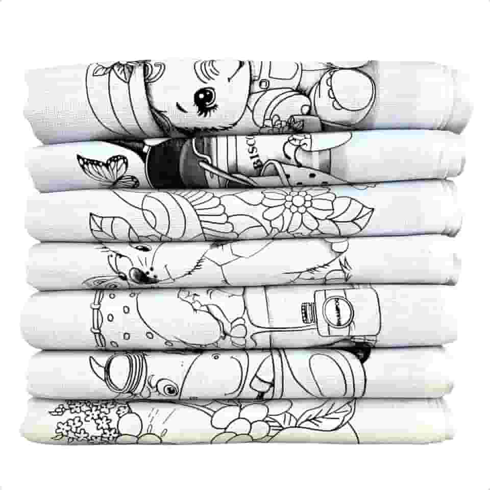 Kit 5 Panos de Prato Riscado P/Pintura Desenho Santa Margarida