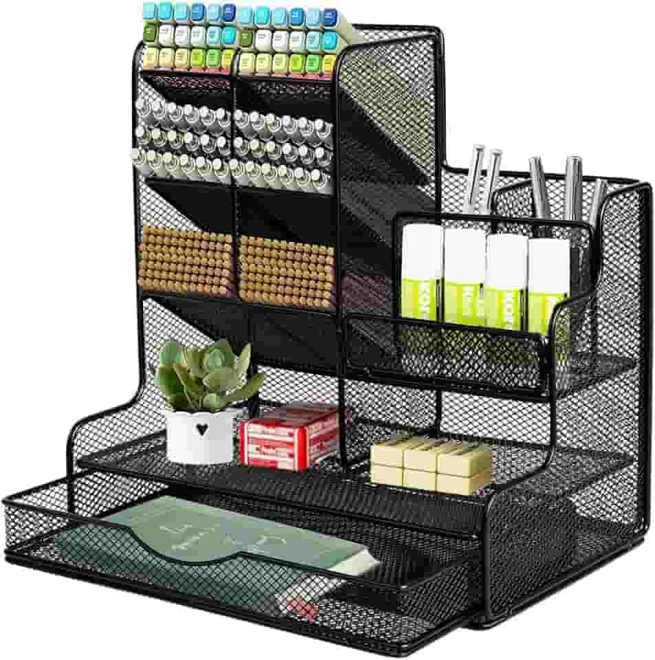 Suporte de Caneta de Malha para Mesa, Organizador de Lápis Multifuncional com Gaveta, Organizador de Mesa de Malha, Suporte de Lápis Para Mesa, Organizadores de Mesa E AcessóRios
