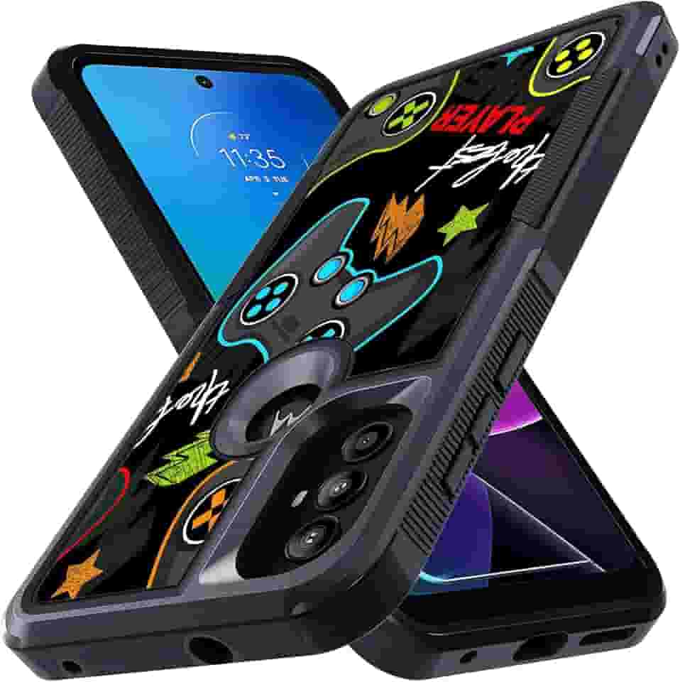 Para Motorola G Power, o melhor padrão de videogame de jogador, absorção de choque, capa protetora de camada dupla híbrida de silicone interno para Moto G Stylus 5G (Moto G Power 5G