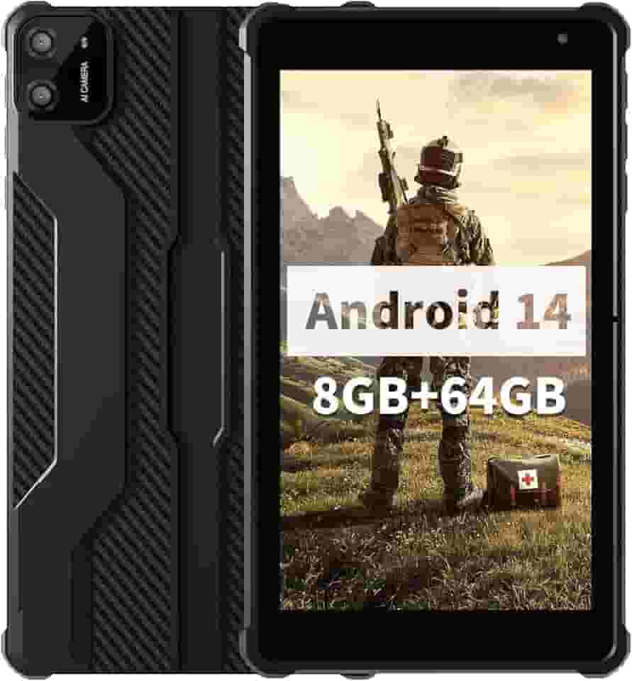 VASOUN Tablet Android 14 de 7 polegadas, 8 GB de RAM, 64 GB de ROM, Octa-Core 2,0 GHz, tela sensível ao toque IPS, câmera dupla, WiFi/Bluetooth 5G, tablet infantil e adulto com capa