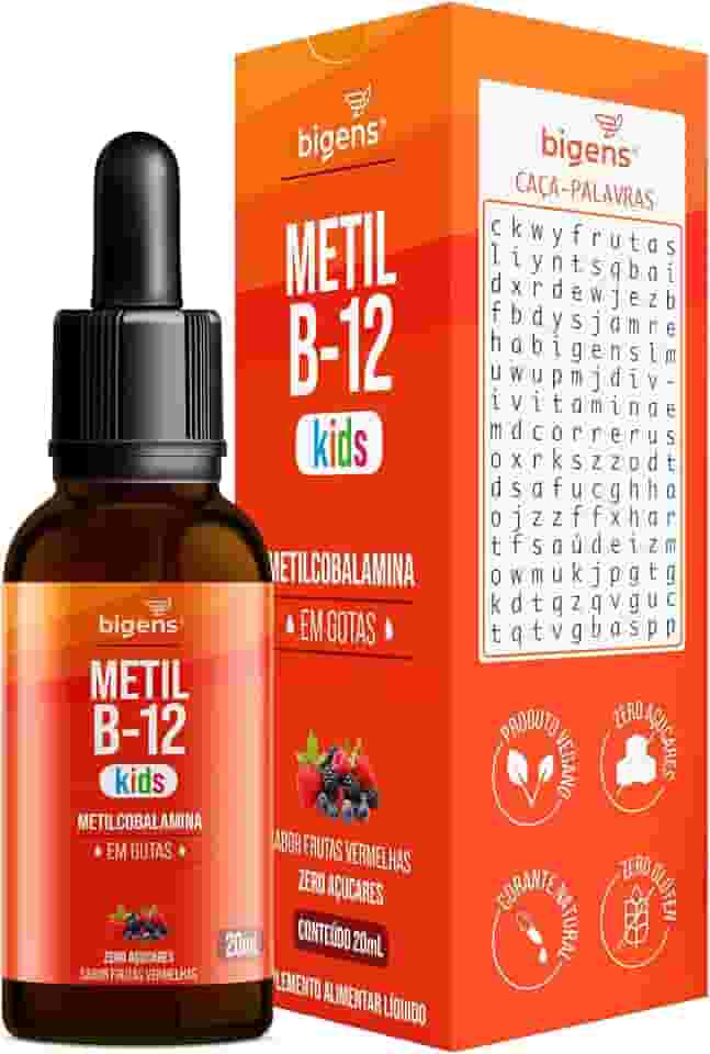 Metil B-12 Kids, Metilcobalamina em Gotas, Sabor Frutas Vermelhas, Zero Açúcares, Unidade 20ml, Bigens (Unidade)