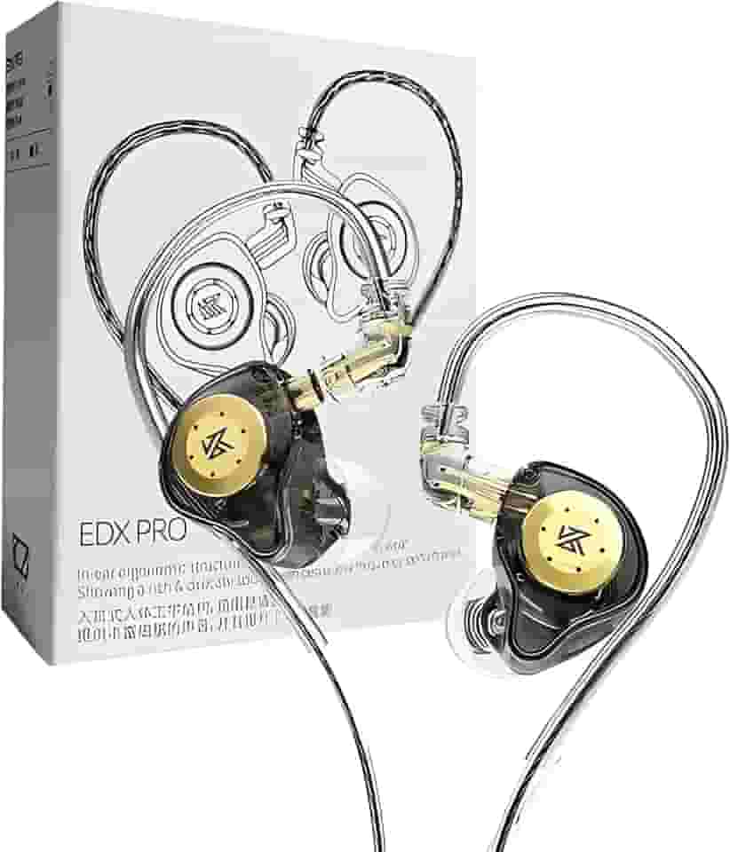 Fone De Ouvido Profissional KZ EDX Pro Intra-auricular, Driver Dinâmico Magnético Composto de 10mm, Cabo Substituível, Original - Perfeito para Cantores - AlverSun (PRETO)
