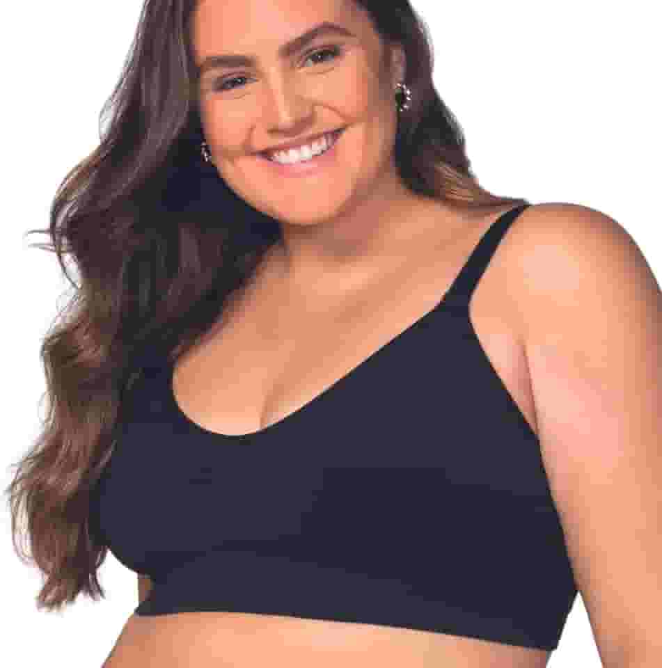 Sutiã Plus Size Reforçado Sem Costura Alto Suporte, Preto, XXG
