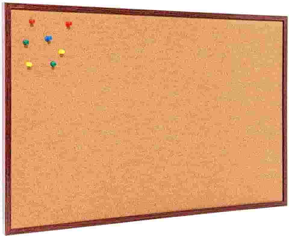 Quadro De Aviso Cortiça Moldura Madeira 40x30cm + 50 Alfinetes Mural Fotos Lembretes