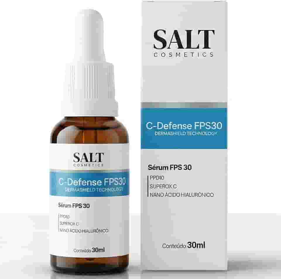 Sérum Facial com FPS 30 – C-Defense 30ml – Vitamina C, Niacinamida e Ácido Hialurônico para Proteção e Luminosidade – Salt Cosmetics