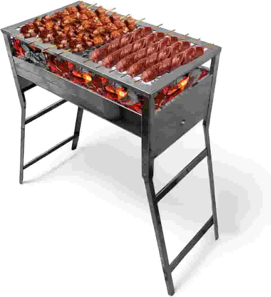 Churrasqueira a carvão de inox portatil
