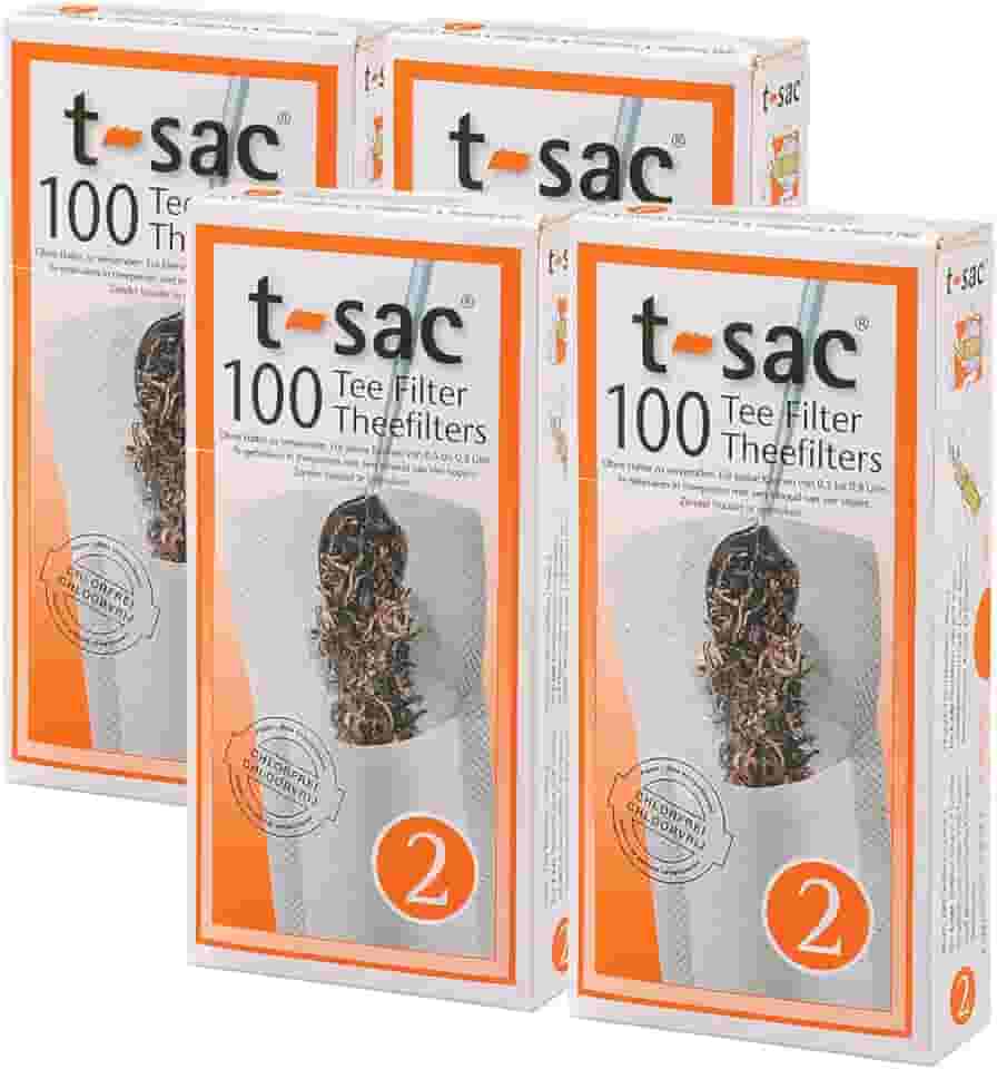 T-Sac Sacos de filtro de chá, infusor de chá descartável, número 2, capacidade de 2 a 4 xícaras, conjunto de 400