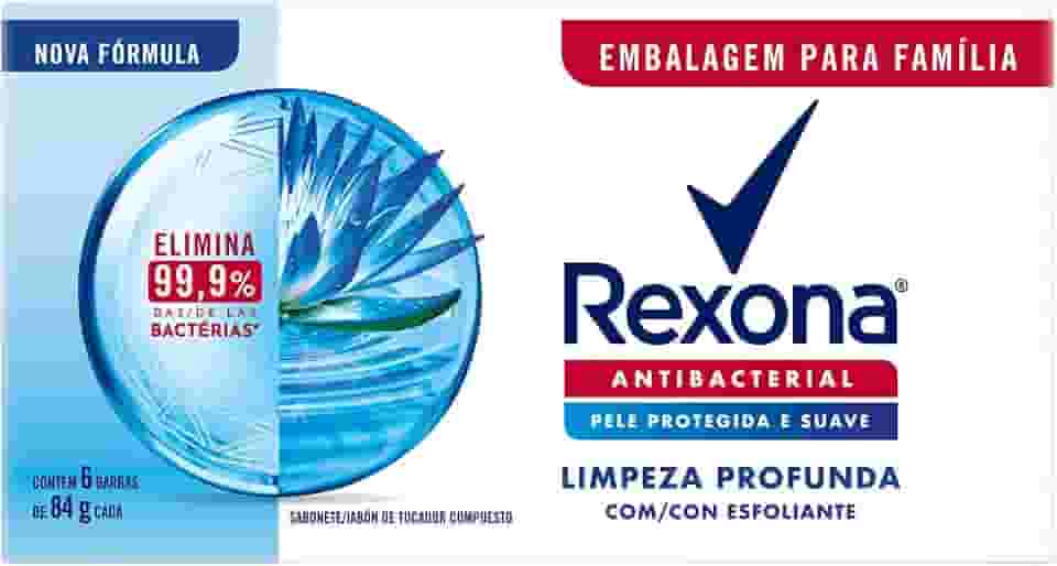 Rexona Pack Sabonete Em Barra Antibacterial Limpeza Profunda Envoltório 6 Unidades De 84G Cada Leve Mais Pague Menos