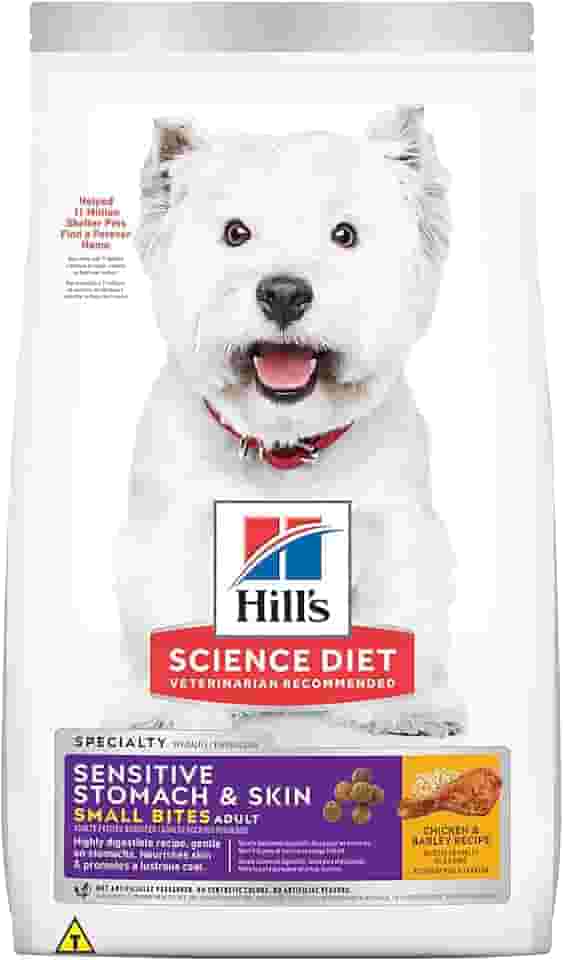 Hill's Science Diet, Ração, Cães Adultos, Pele Sensível, Pedaços Pequenos, Frango, 1,8 kg