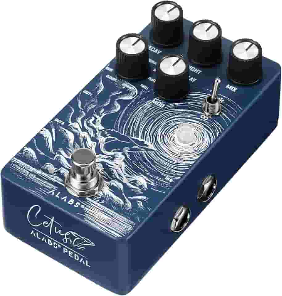 ALABS Pedais de reverberação CETUS para guitarra elétrica, pedal de reverberação com 9 efeitos de reverberação, secagem analógica, função de congelamento, modulação ajustável, controle de