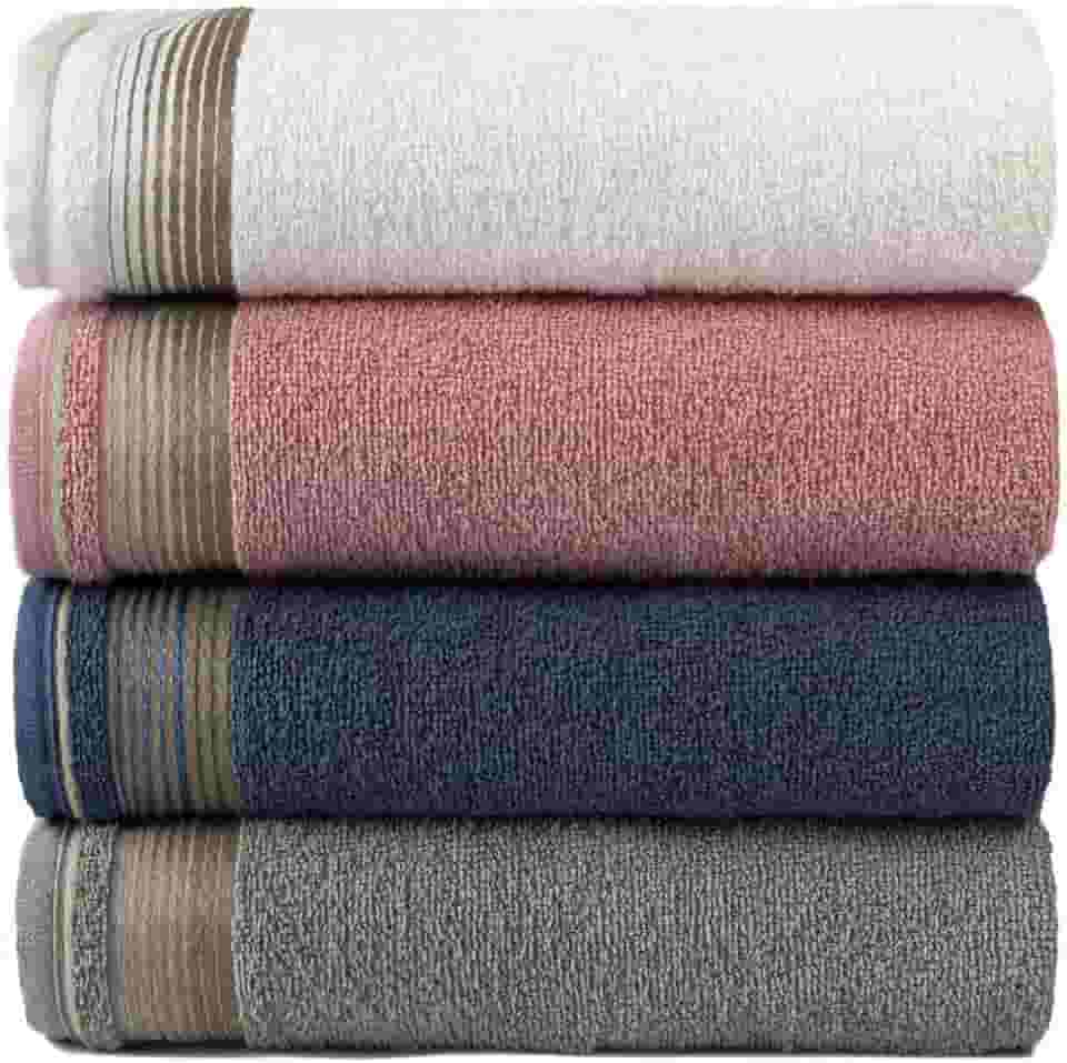 Kit Com 4 Toalhas Banhão Gigante Alta Absorção Sublime 70x150cm - KIT 3 (Branco/Rosa/Azul/Gris)
