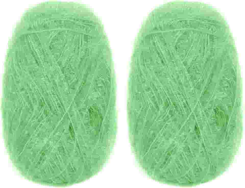 CAMAL Fio de poliéster para panos de prato para suprimentos de crochê, fio de tricô colorido brilhante para panos de prato, artesanato DIY, 2 pacotes 109 jardas por novelo (verde grama)