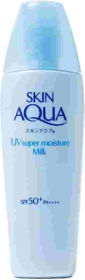 SKIN AQUA® Super Moisture Milk 40g - Protetor Solar Facial sem cor FPS50 com Ácido Hialurônico e Textura Leve