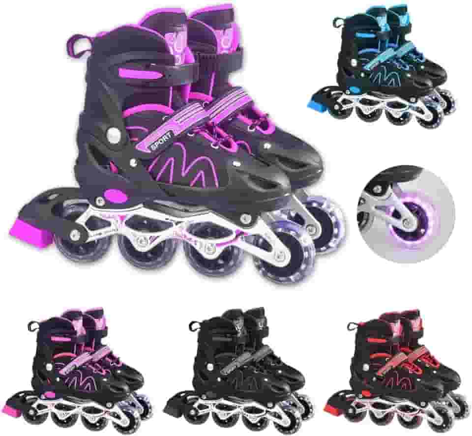 Patins Roller Ajustável Inline 4 Rodas Adulto Rodinha Led