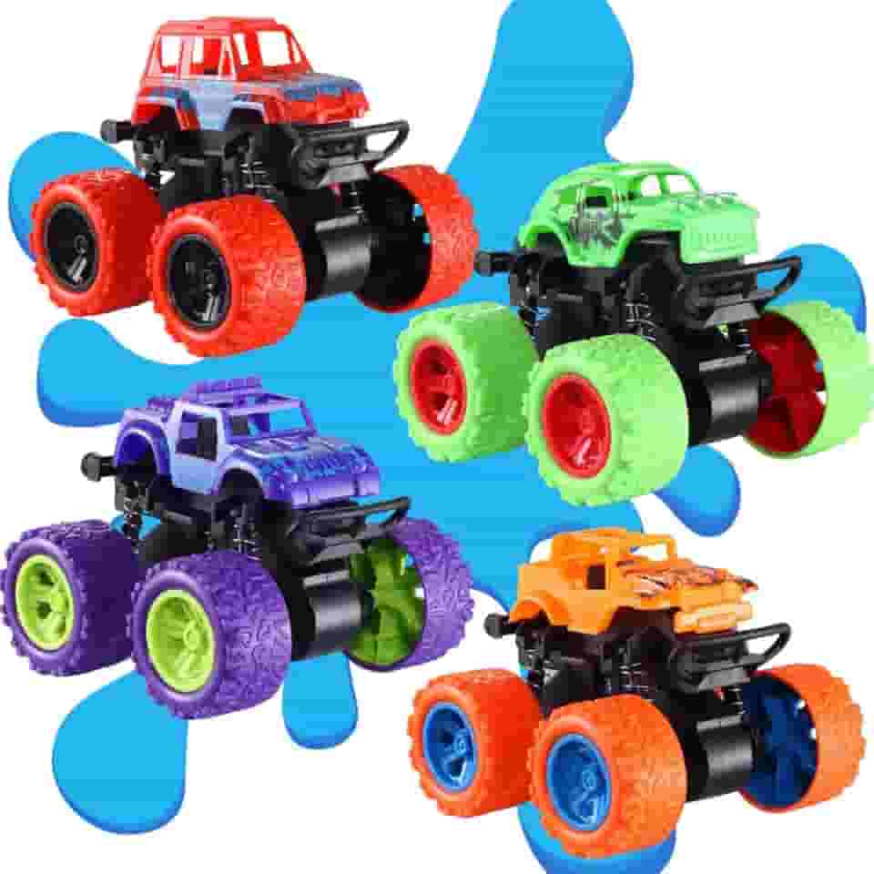 Carrinho de Fricção 4x4 Big Wheels Miniatura com Giro 360° | Brinquedo Divertido para Crianças | Presente Criativo para Meninos no Natal, Dia das Crianças ou Aniversário