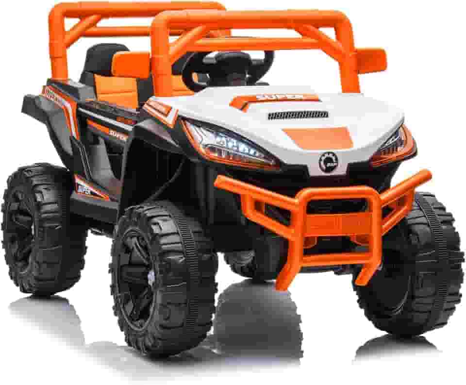 Bang Toys - UTV Elétrico Infantil Solar Cruiser 12V - com Luzes de LED, Sons, Entrada USB/MP3, Suspensão e Controle Remoto - Suporta até 30kg - Cor Laranja
