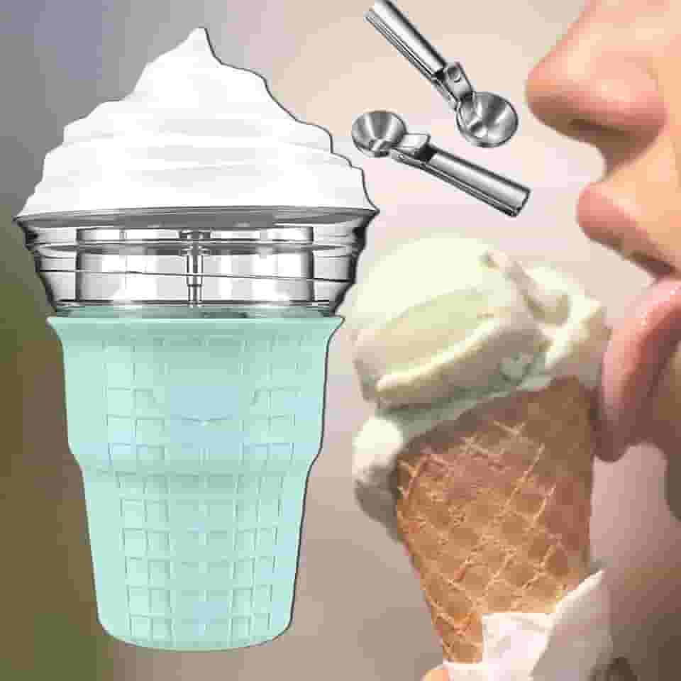 Sorveteira macia e dura de 450 ml, máquina de sorvete caseiro fresco perfumado e de sabor suave com colher de sorvete, sorveteira macia para festas familiares em restaurantes