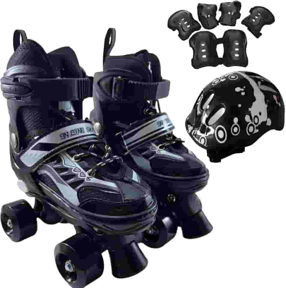 Patins Infantil 4 Rodas, Patins Quad, Patins Infantil Menina, Ajustável em 4 Tamanhos, com Bolsa e Kit Proteção