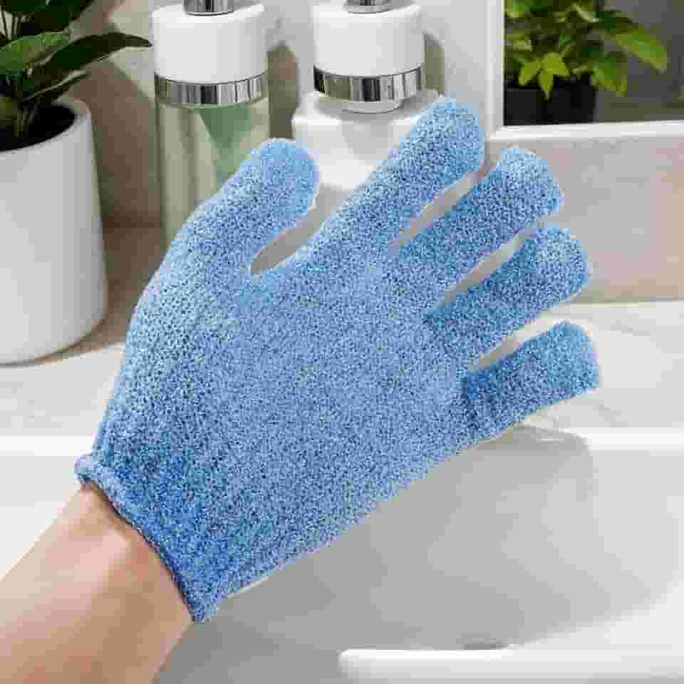 1 peça de luvas esfoliantes, esponjas de banho, luvas de banho de textura dupla para esfoliação corporal de chuveiro, limpeza profunda remove a pele morta para mulheres e homens