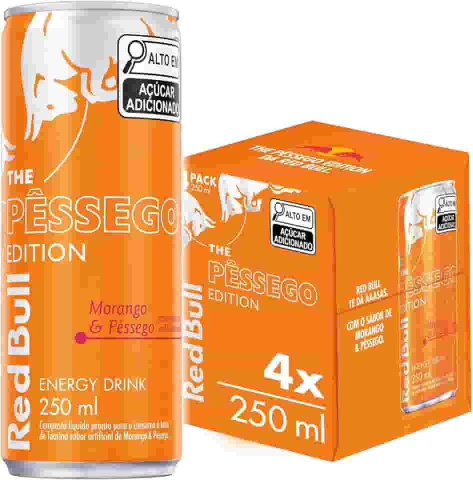 Pack de 4 Latas Red Bull Energético, Morango & Pêssego, 250ml