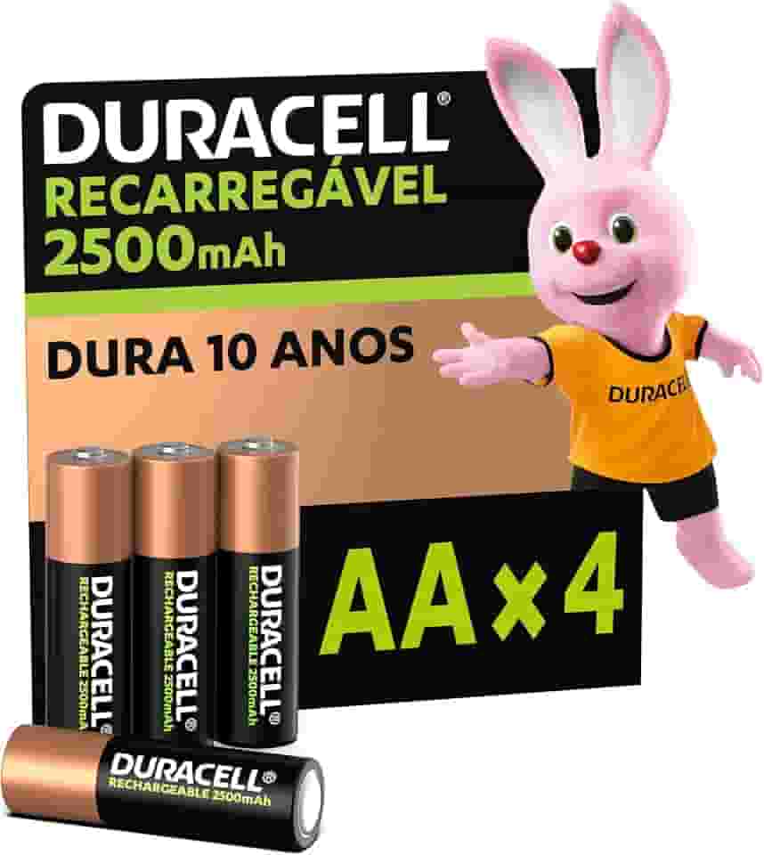 Duracell Pilha Recarregável AA Pequena Com 4 Unidades